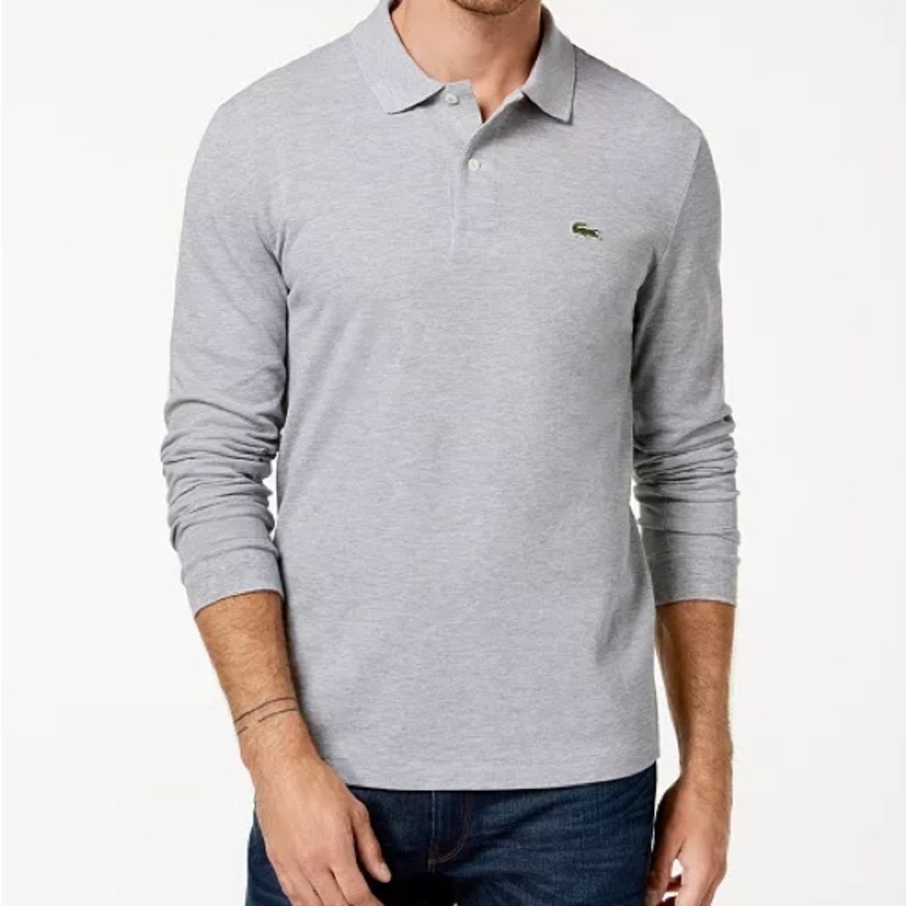 Lacoste Classic Gray Fit Long-Sleeve Polo Shirt 8 3XL